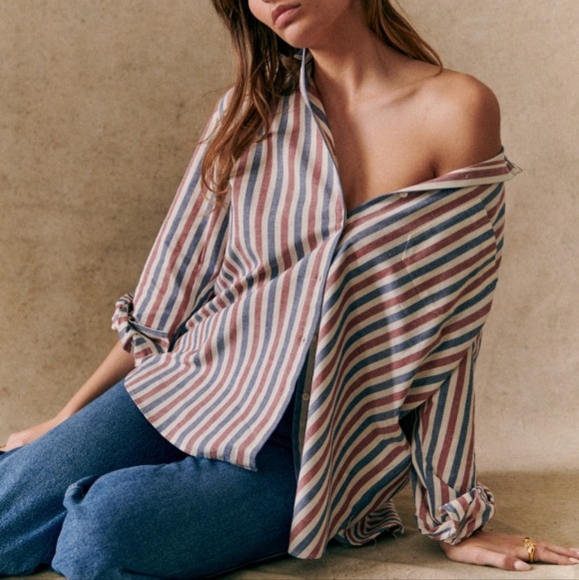 Sezane Max Shirt in Stripes size 48 - Picture 4 of 10